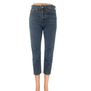 Levi's Wedgie Blue Medium Wash Mid Rise Denim Straight Cropped Jeans Size 24